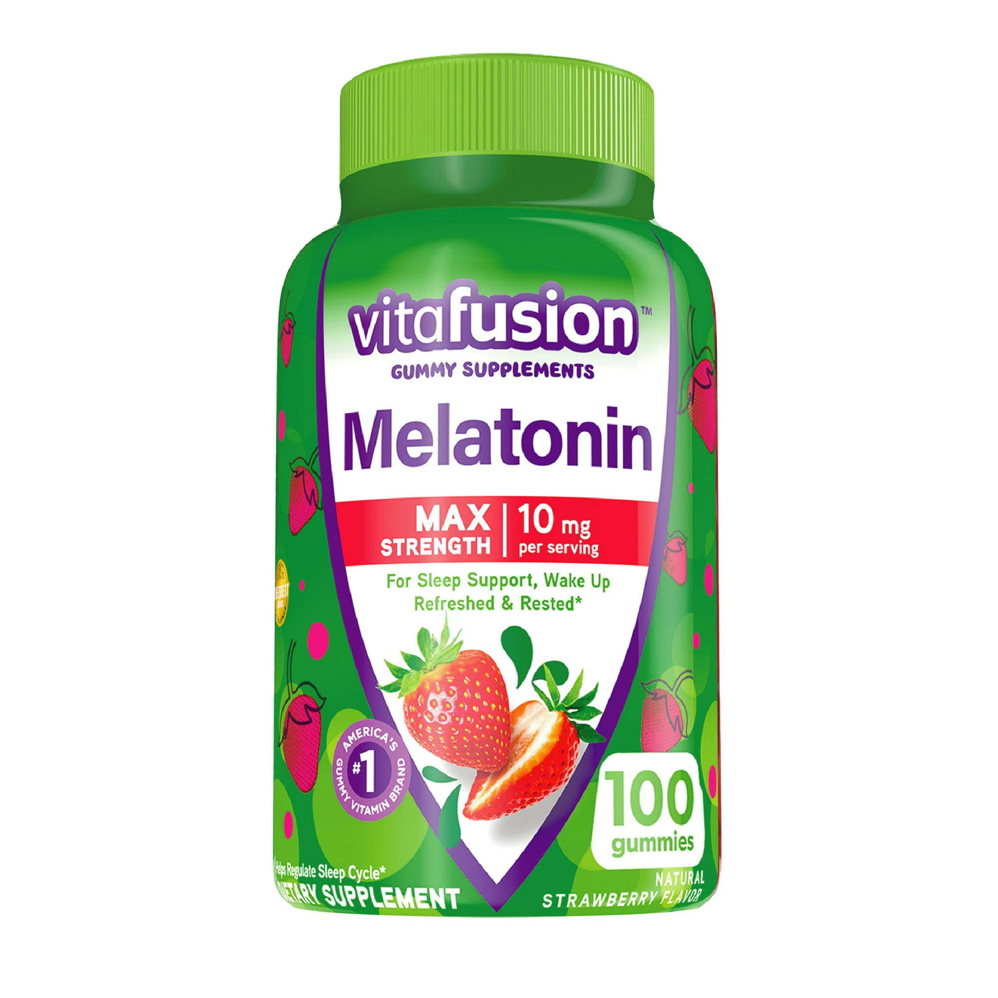 Vitafusion Max Strength Melatonin Gummy Supplements; Strawberry; 100 Count Vitafusion Max Strength Melatonin Gummy Supplements; Strawberry; 100 Count