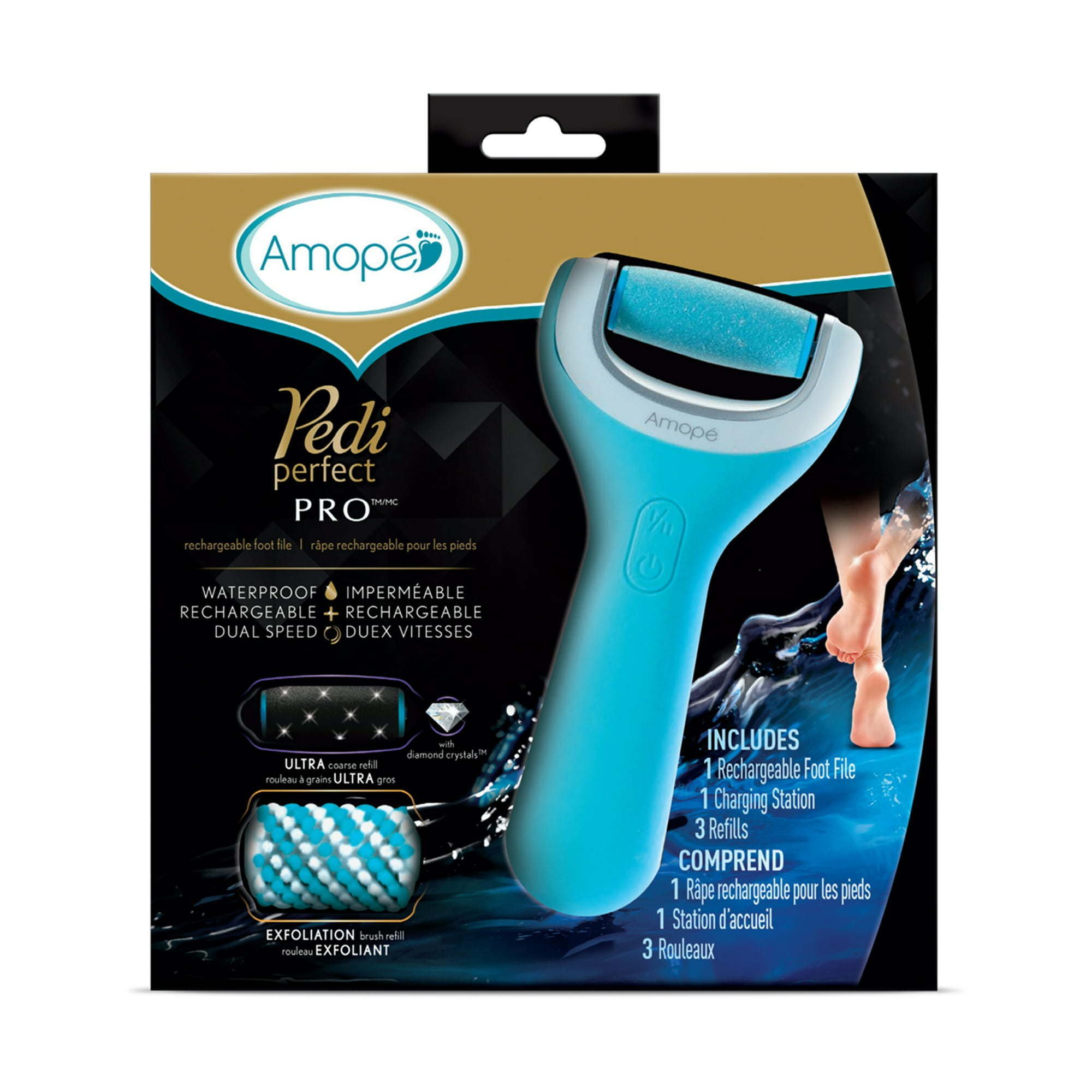 Amope Pedi Perfect Pro Rechargeable Foot File Dual- Speed with Diamond Crystals for Feet Hard and Dead Skin Ultra Coarse Refill Head (Blue Gadget) 1 Amope Pedi Perfect Pro Rechargeable Foot File Dual- Speed with Diamond Crystals for Feet Hard and Dead Skin Ultra Coarse Refill Head (Blue Gadget) 1