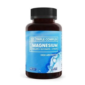 Triple Magnesium Complex | 300mg of Magnesium Glycinate, Malate, & Citrate for Muscles, Nerves, & Energy | High Absorption | Vegan